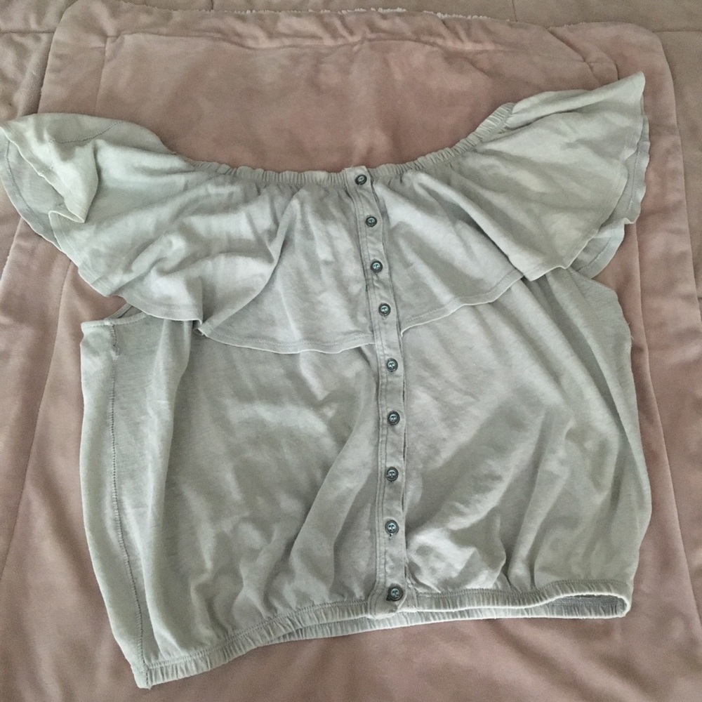 EUC Free People off the shoulder top in mint green
